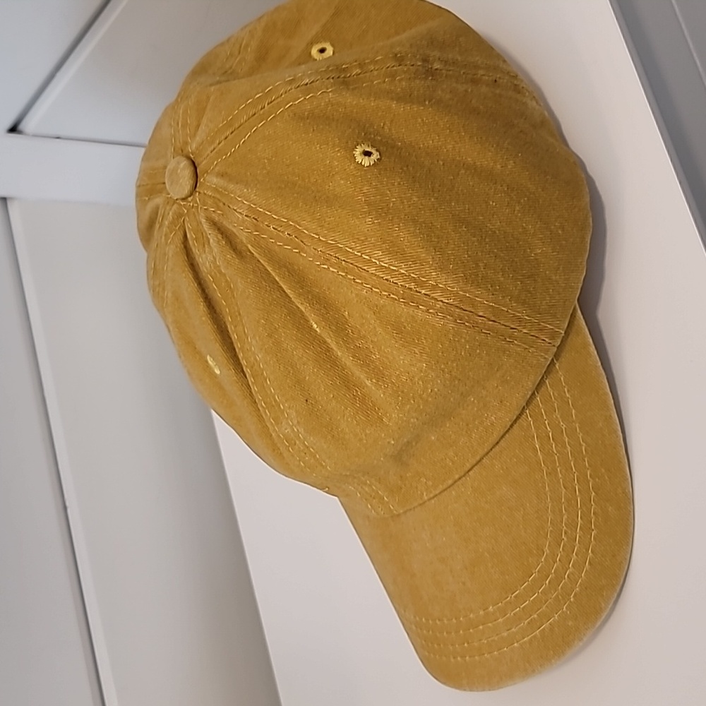 Distressed Unisex Dark Yellow Baseball Cap - Picture 7 of 7